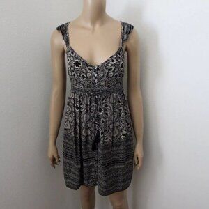 Hollister Womens Babydoll Peasant Dress Paisley Print Black Size XS